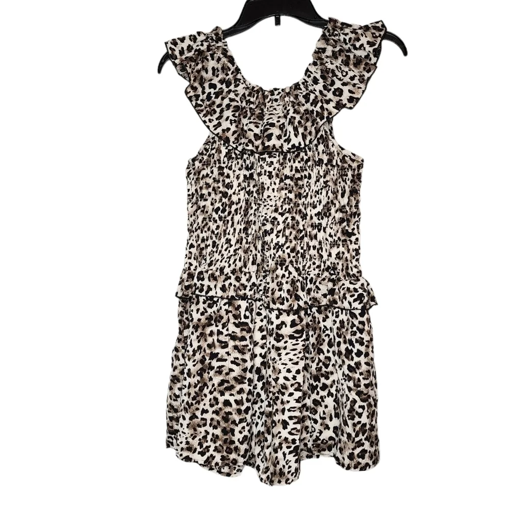 Nordstrom‎ Truly Me leopard smocked romper. Kids 14.